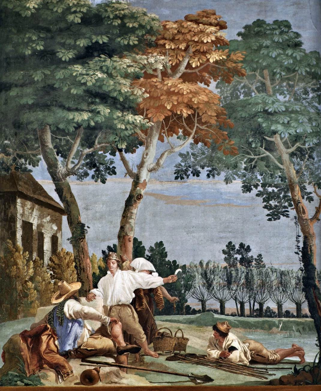 Contadini a riposo - Sala dei contadini, Affresco nella foresteria di Villa Valmarana Ai Nani